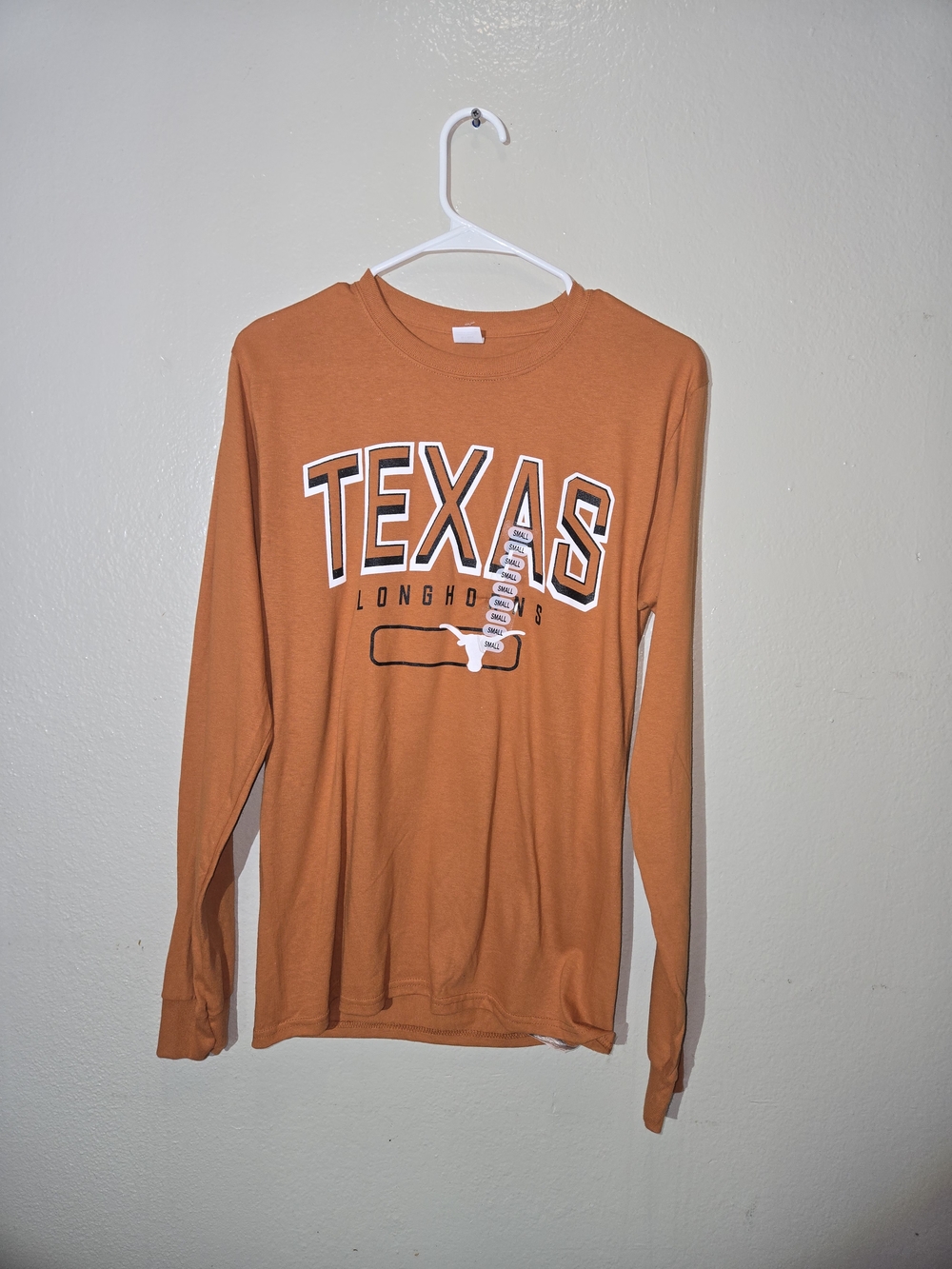 NWT Hanes University of Texas Longhorns Long Sleeve Shirt Burnt Orange S & M